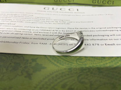 Double G Interlocking G Blue Enamel Heart Ring
