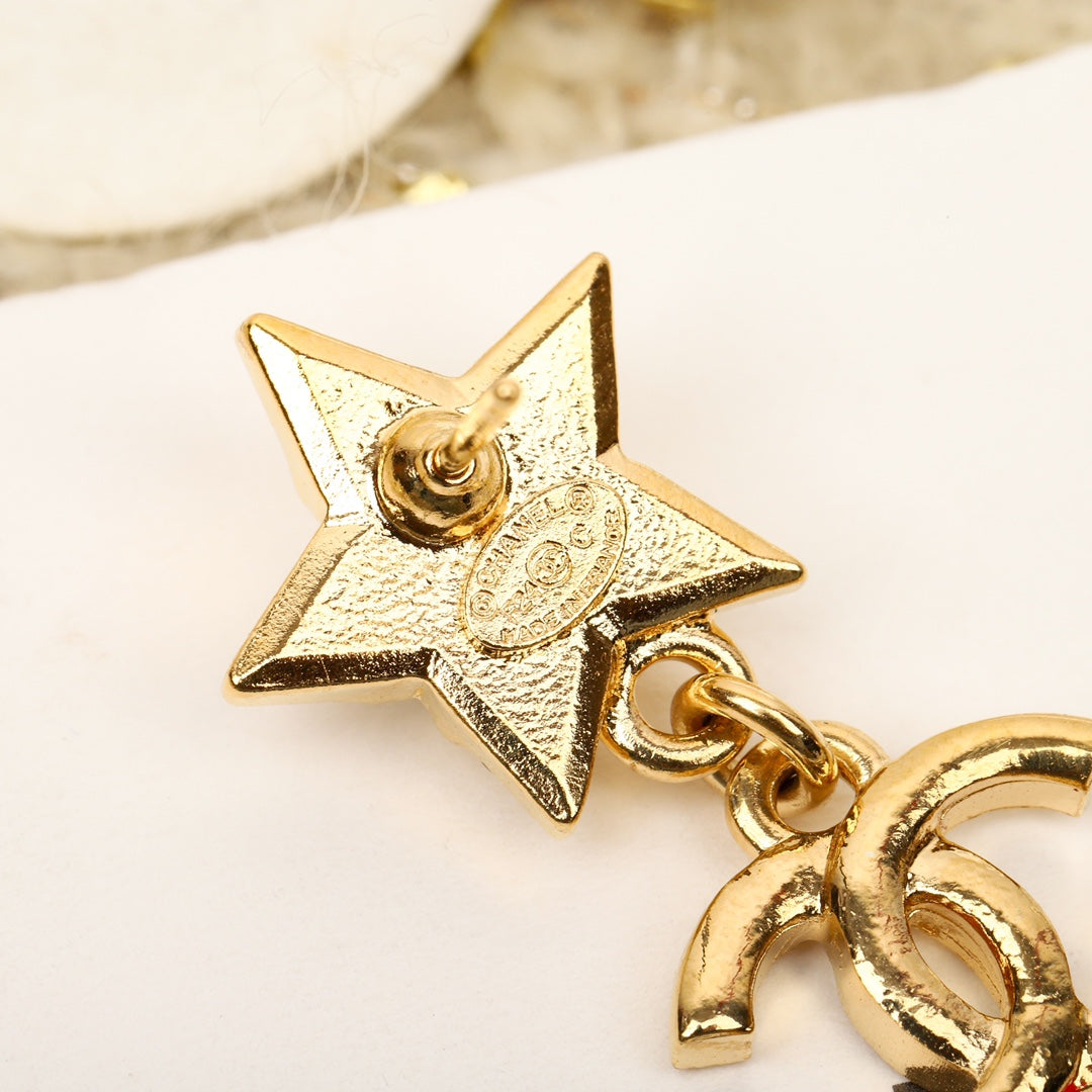 18K CC Star Crystals Earrings