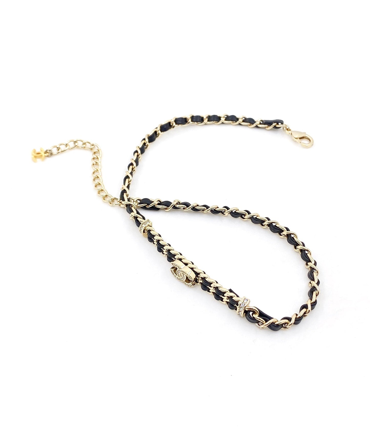 18K CC Leather Choker Necklace