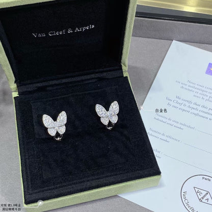 18K Two Butterfly Diamonds Earrings