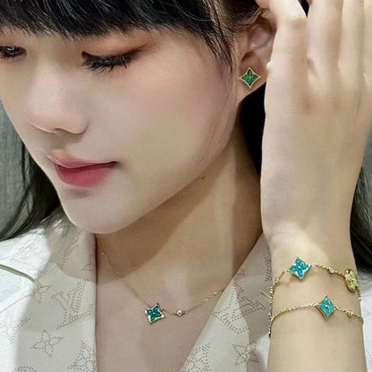 18K Louis Blue Color Blossom BB Star Earrings