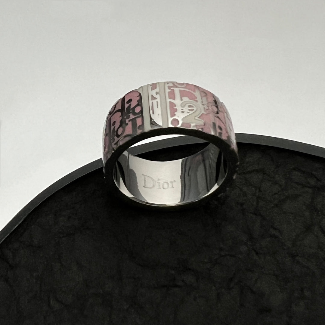 18K CD Monogram Enamel Ring