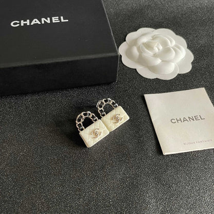 18K CC Color Bag Gold Earrings