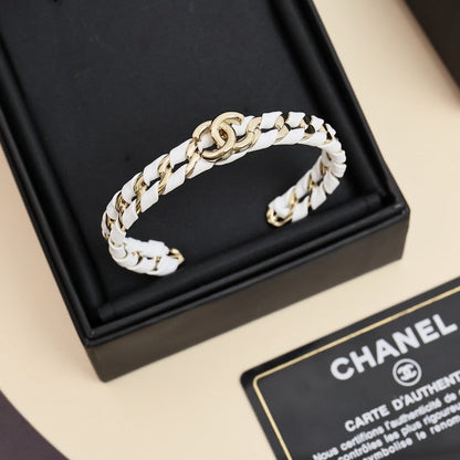 18K CC 26C Black & White Leather Bracelet