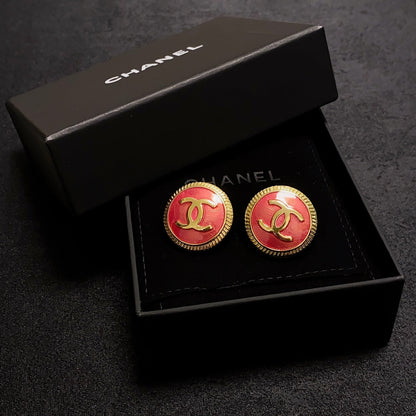 18K CC Red Earrings