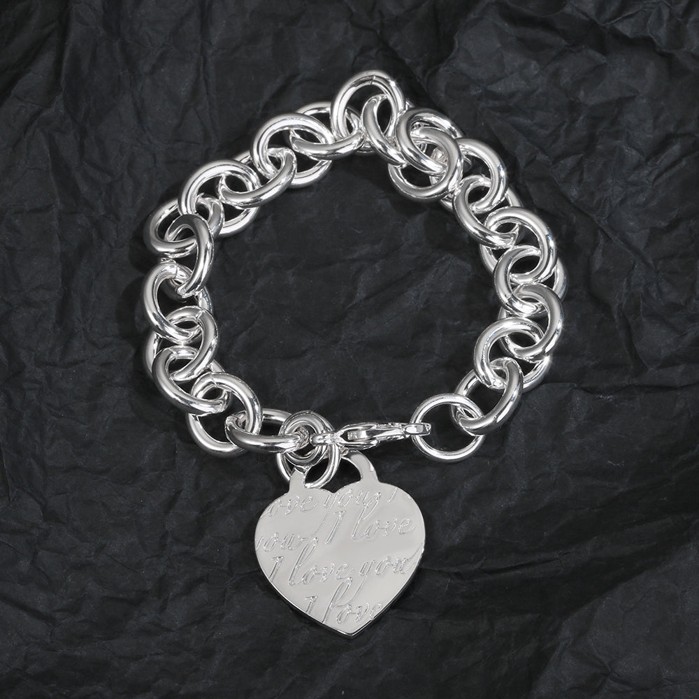 18K T Heart Tag Bracelet