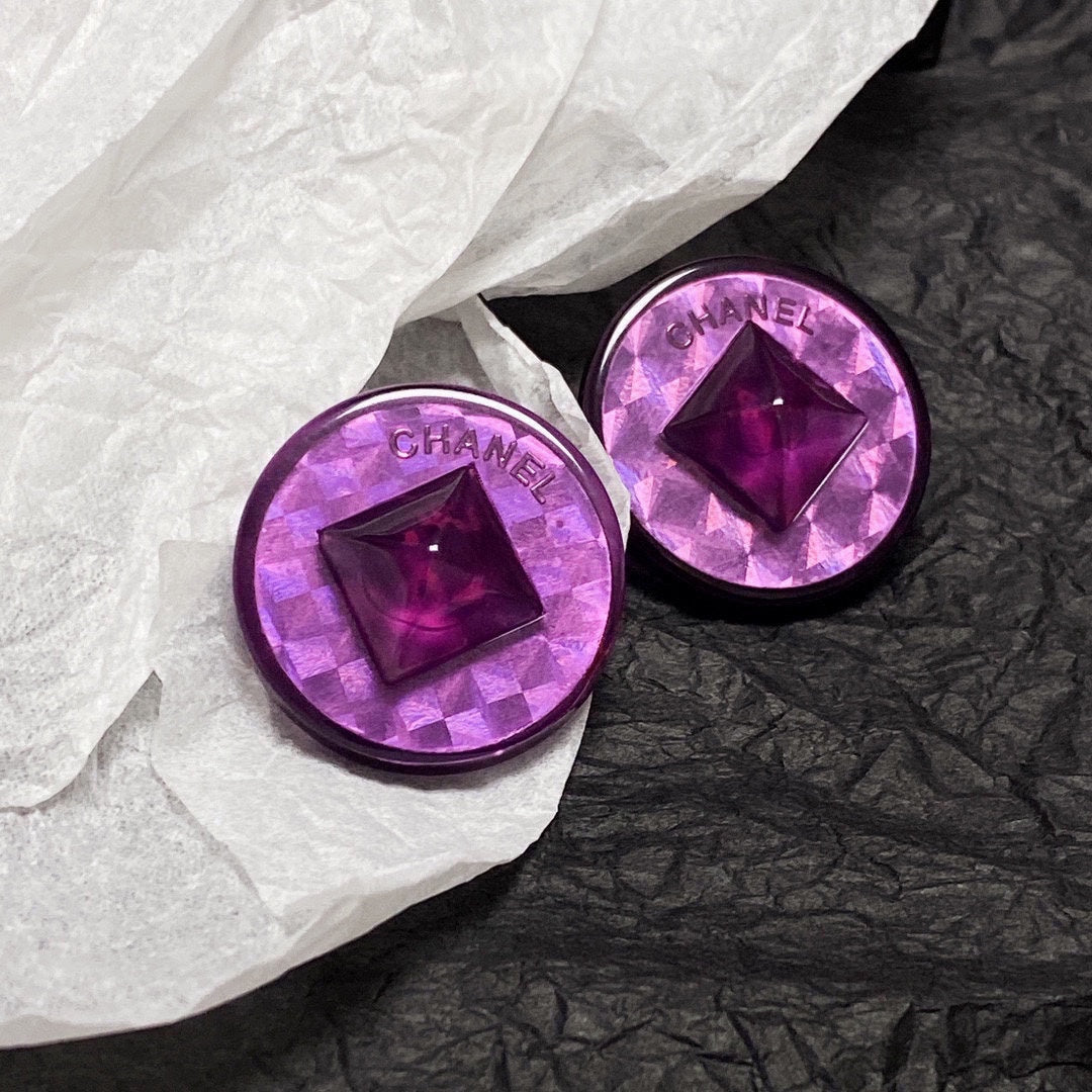 18K Vintage CC Purple Earrings