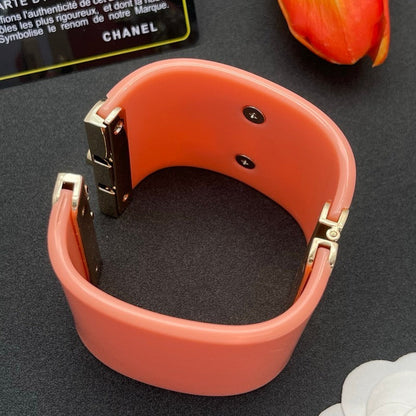 18K CC Pearl Diamond Pink Cuff Bracelet