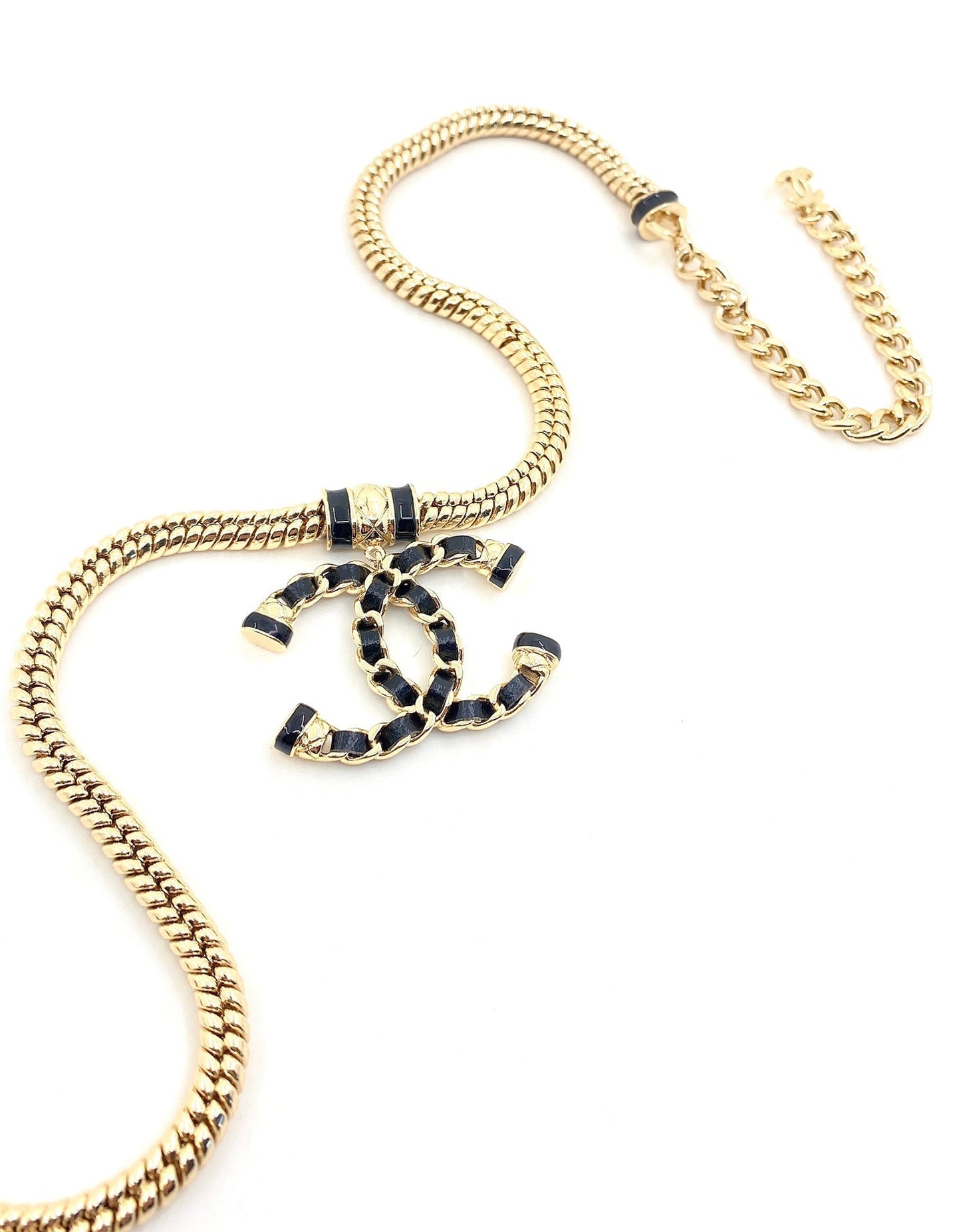 18K CC Leather Chain Necklace