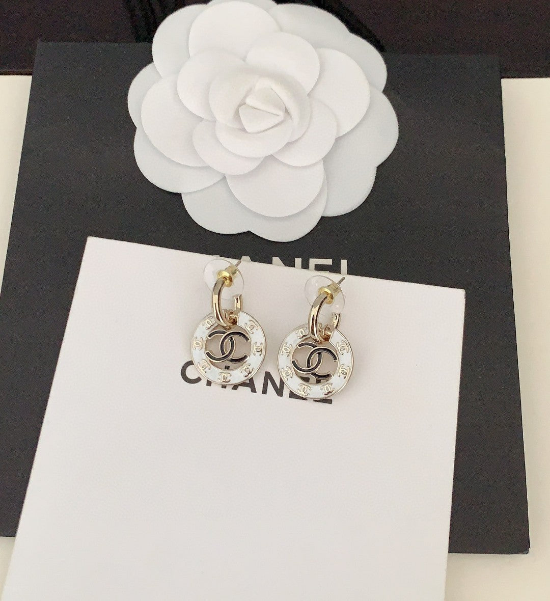 18K CC Circle Earrings