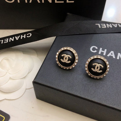 18K CC Black Gold Diamond Earrings