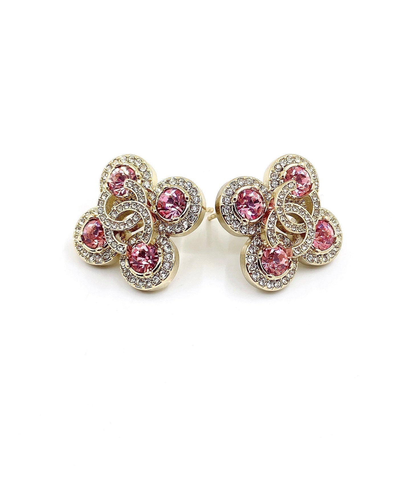 Boucles d'oreilles diamants roses 18 carats CC