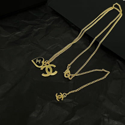 18K CC Black Heart Necklace