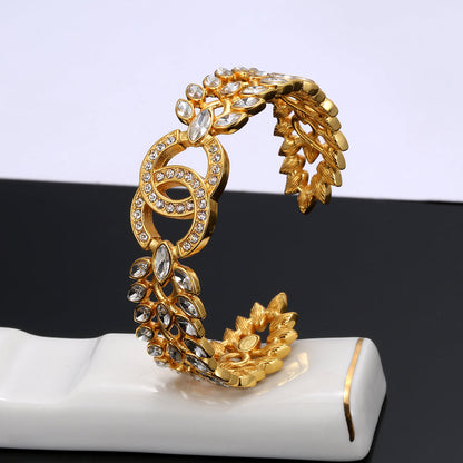 18K CC Crystals Open Cuff Bracelet