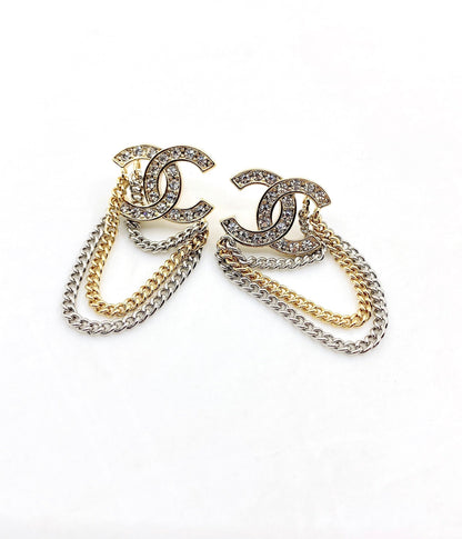 18K CC Chain Pendant Earrings