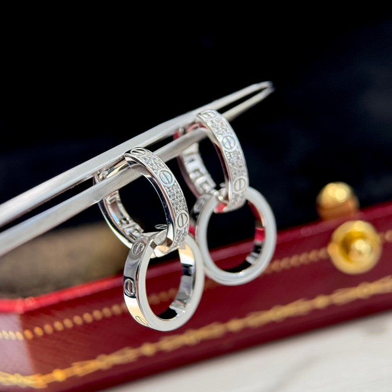 18K Love Pave Diamond Earrings