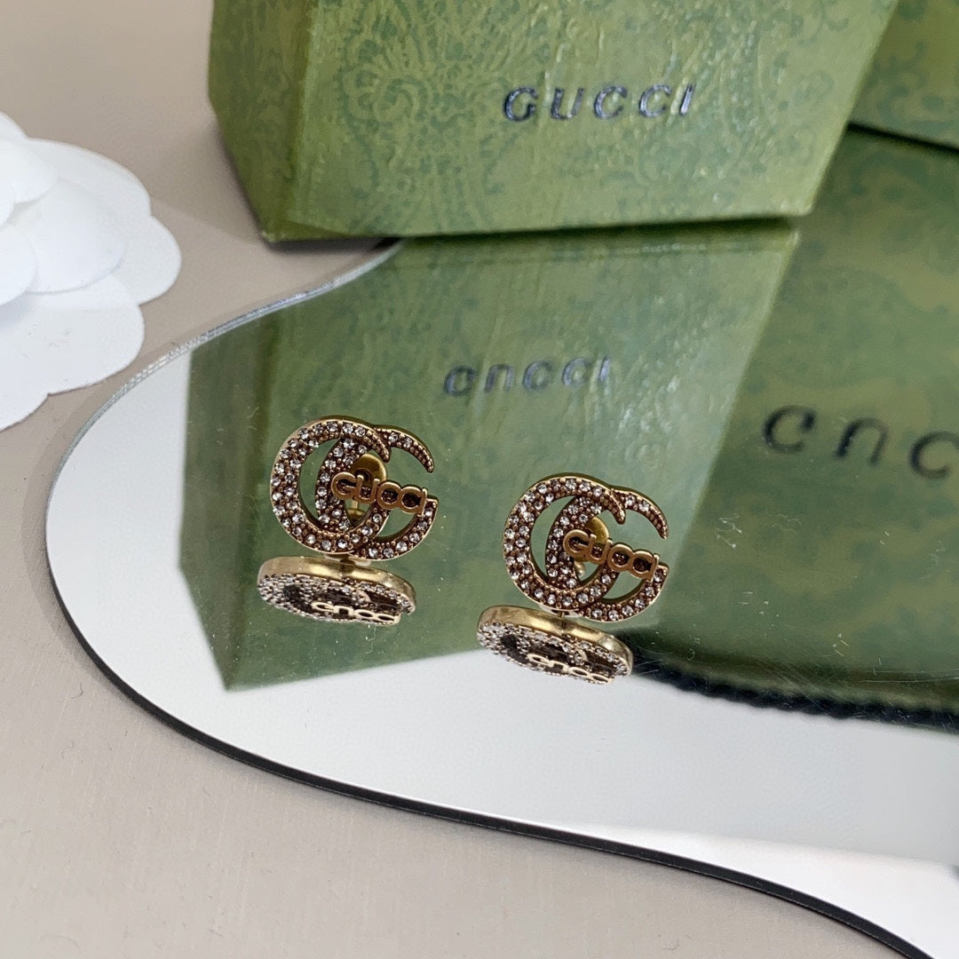 18K Double G Logo Diamonds Earrings