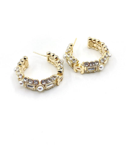 18K CC Crystals Circle Earrings