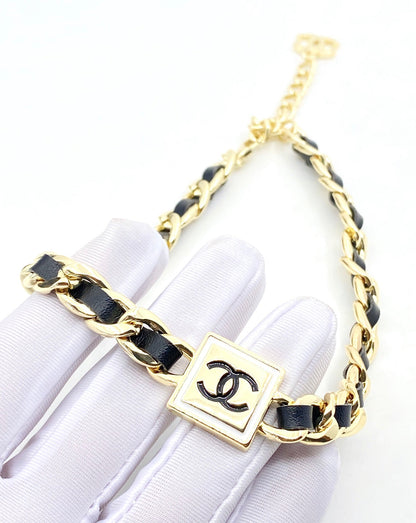 18K CC Leather Necklace