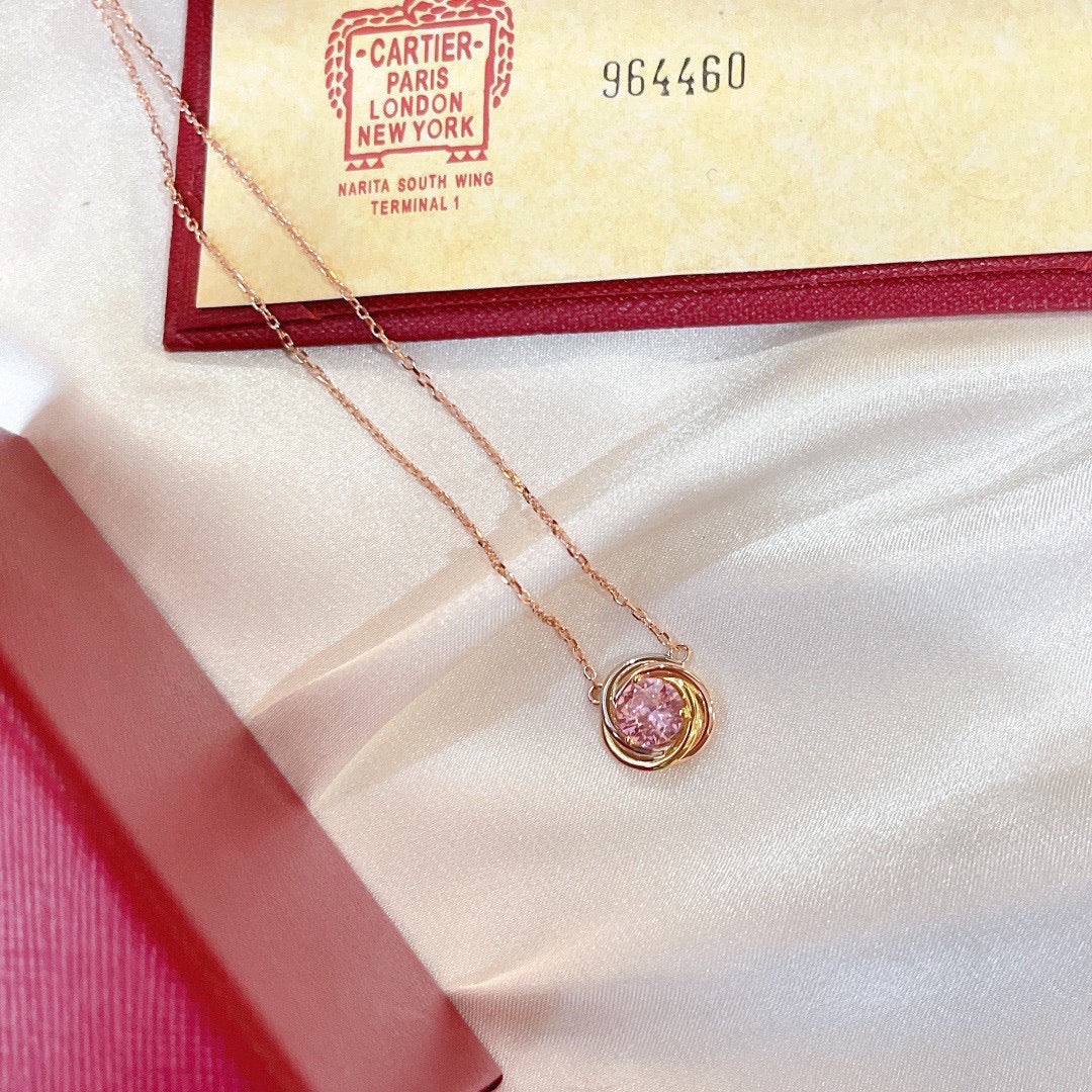 18K Trinity Pink Sapphire Necklace