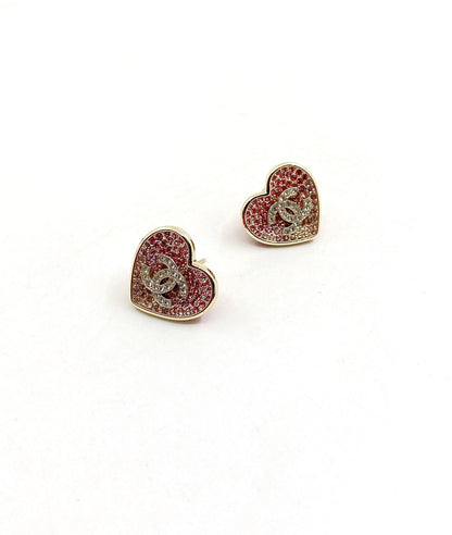 Boucles d'oreilles coeur rose diamant 18 carats CC