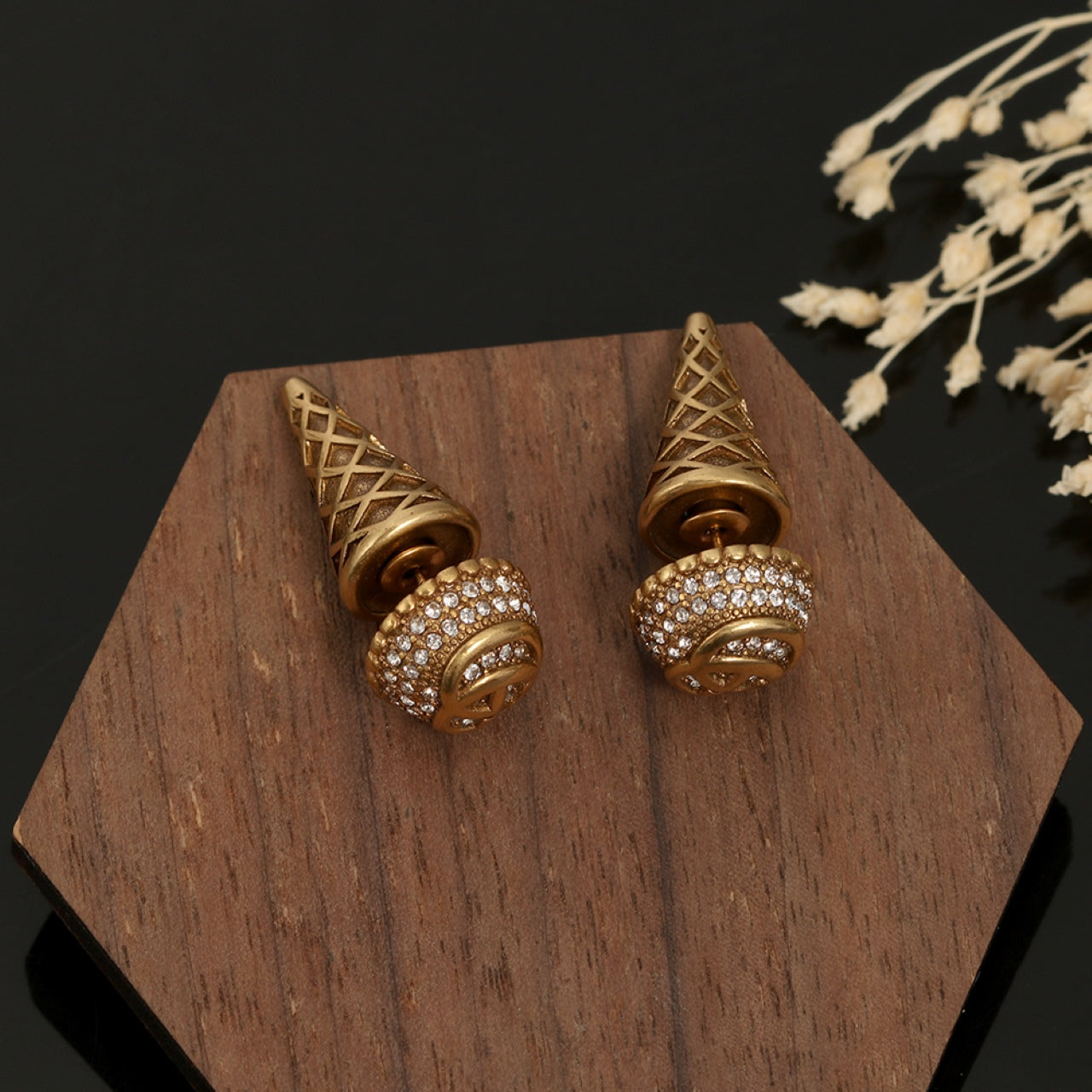 Boucles d'oreilles vintage Double G 18 carats