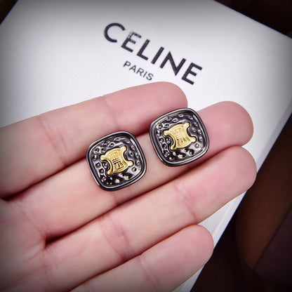 18K Triomphe Black Gold Earrings