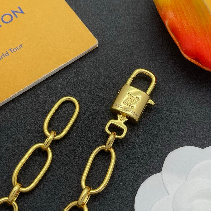 18K Louis Lock Gold Chain Necklace
