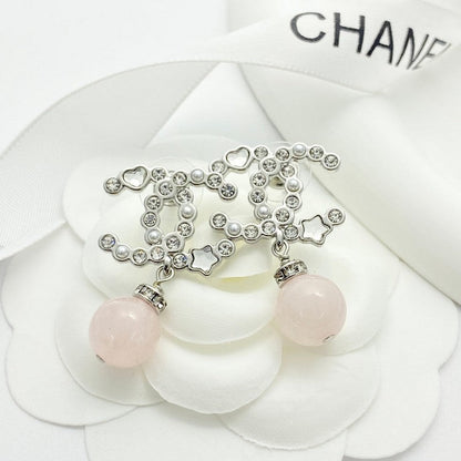 18K CC 25P Pink Pearl Gold Earrings