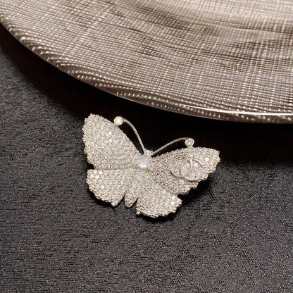 18K CC Butterfly Diamonds Brooch