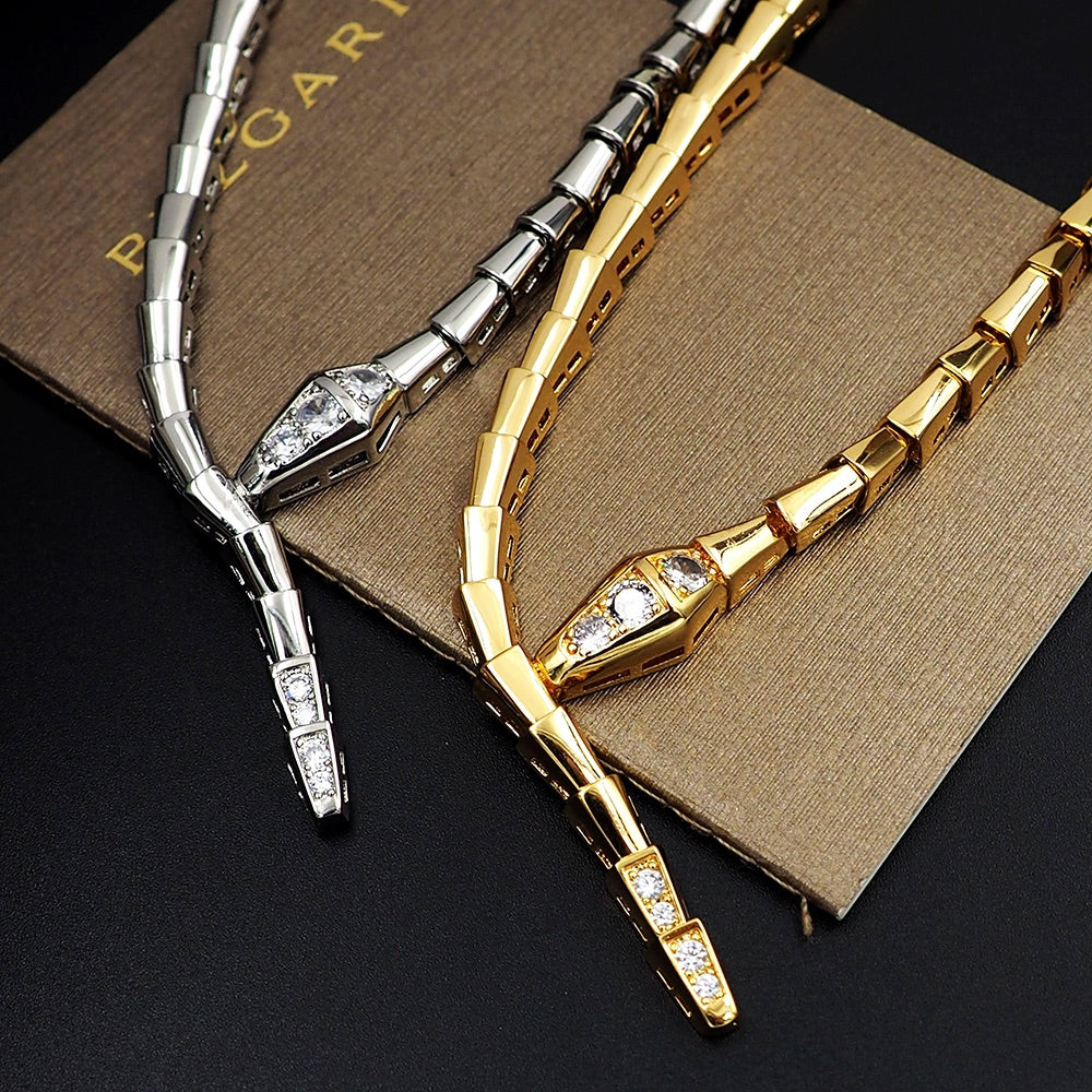 18K BV Serpenti Viper Demi-Pavé Diamonds Necklace