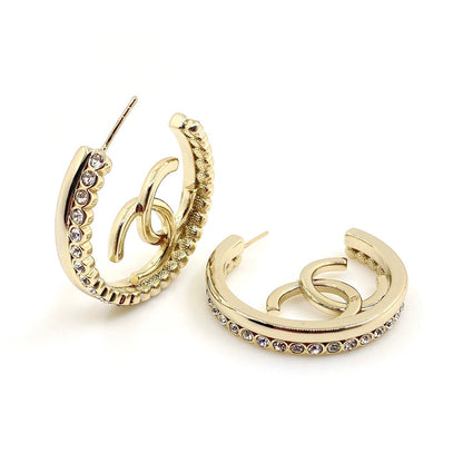 18k CHANEL CC Circle Crystals Earrings