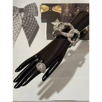 18K CC 25S Diamond Star Wide Gold Bracelet
