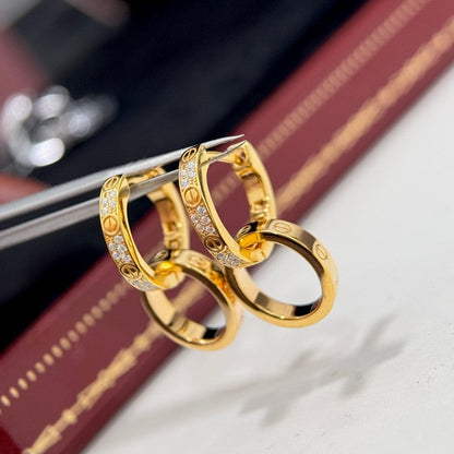 18K Love Pave Diamond Earrings