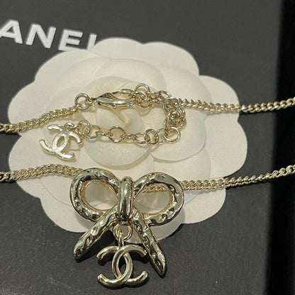 18K CC Gold Bow Tie Necklace