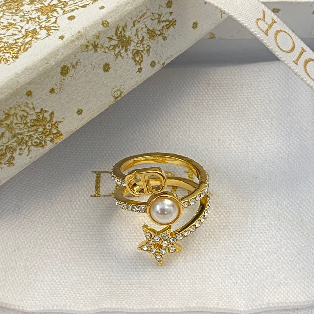 18K CD Star Pearl Ring