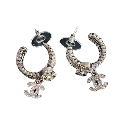 18k CHANEL CC Diamond Pendant Earrings