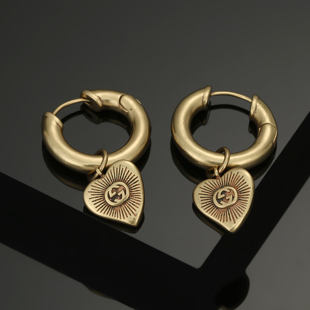 18K GUCCI Vintage Peach Heart Earrings