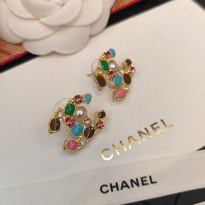 Boucles d'oreilles avec cristaux multicolores 18 carats CC