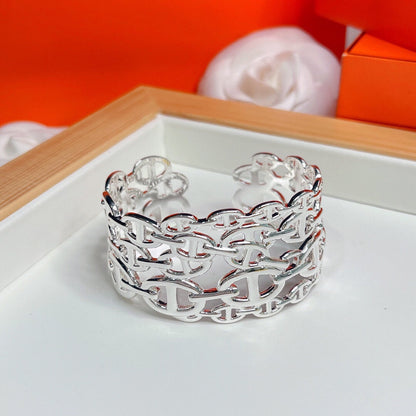 Bracelet Chaine D'Ancre Wide Cutwork H 18 carats