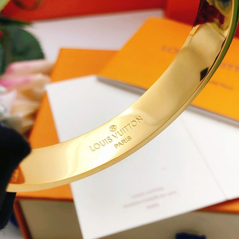 Louis White Monogram Gold Bracelet