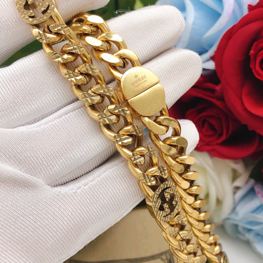 18K Double G Chain Diamond Necklace