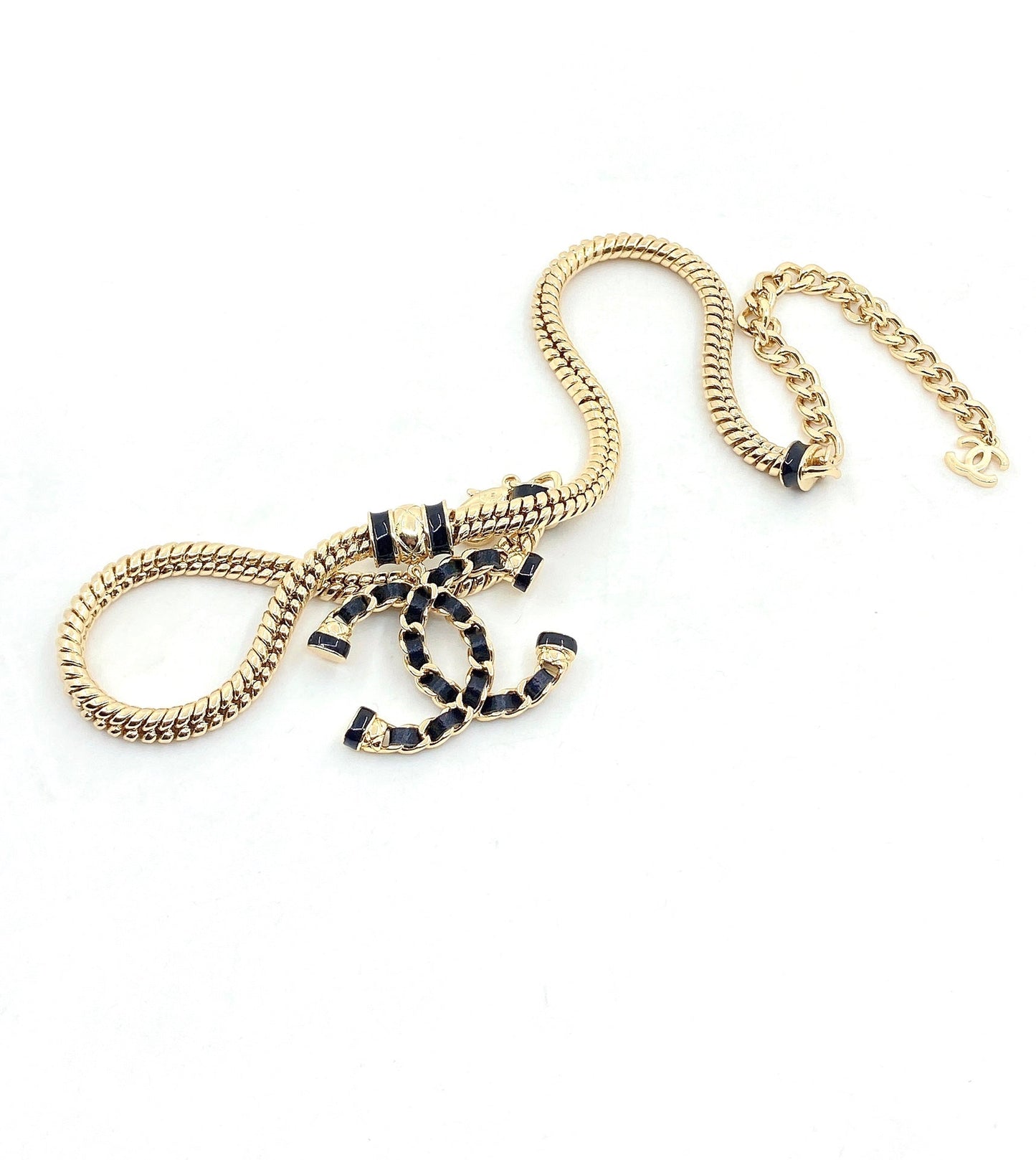 18K CC Leather Chain Necklace