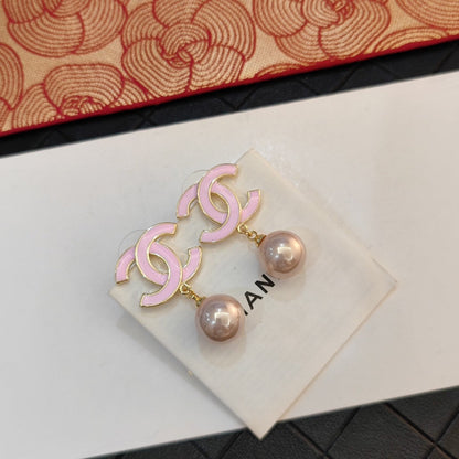 18K CC Pink Pearls Earrings