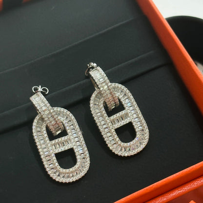 Boucles D'oreilles H Diamants 18 Carats