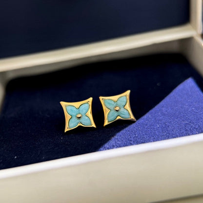 18K Louis Blue Color Blossom BB Star Earrings