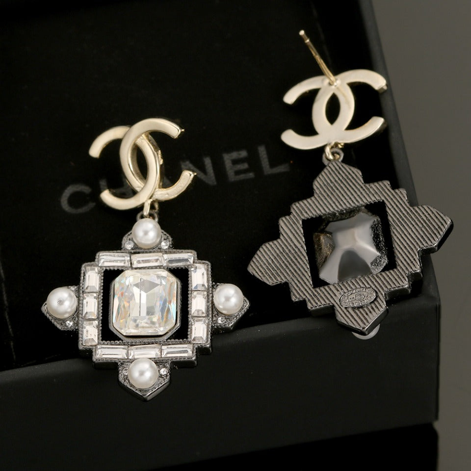 18K CC Crystal Earrings