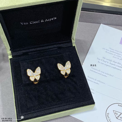 18K Two Butterfly Diamonds Earrings