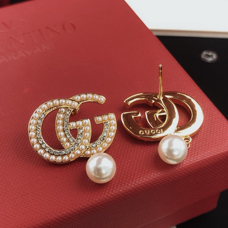 GG Pave Pearl Drop Earrings