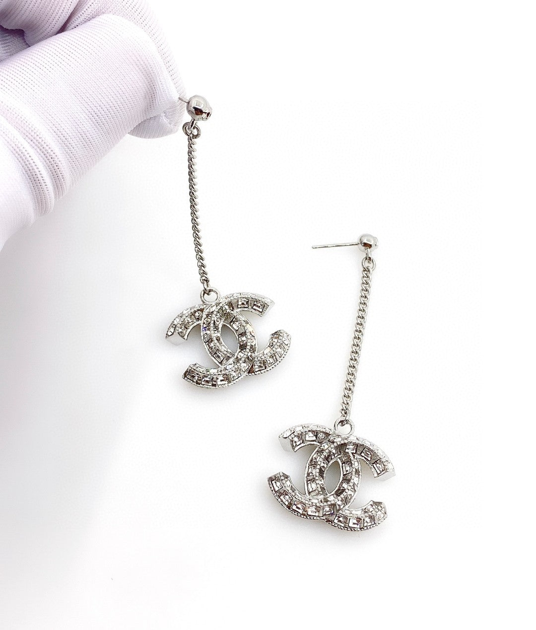 Boucles d'oreilles longues en cristaux 18 carats CC